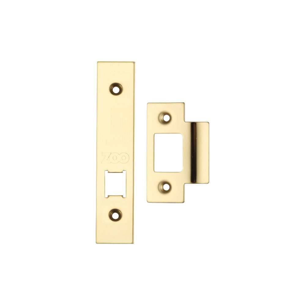 High quality image of the Zoo Hardware - Spare Acc Pk for UK Horizontal Latch - contains Forend, Strike and Fixing Screws (latch Version) - Polished Brass | Sku. zlap17pb | available to order from Trade Door Handles.
