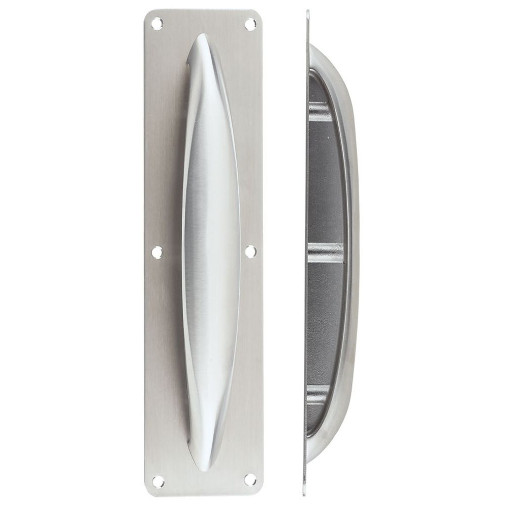 High quality image of the Zoo Hardware - Anti Ligature Pull Handle on Backplate - Polished Stainless Steel | Sku. zpsalp | available to order from Trade Door Handles.