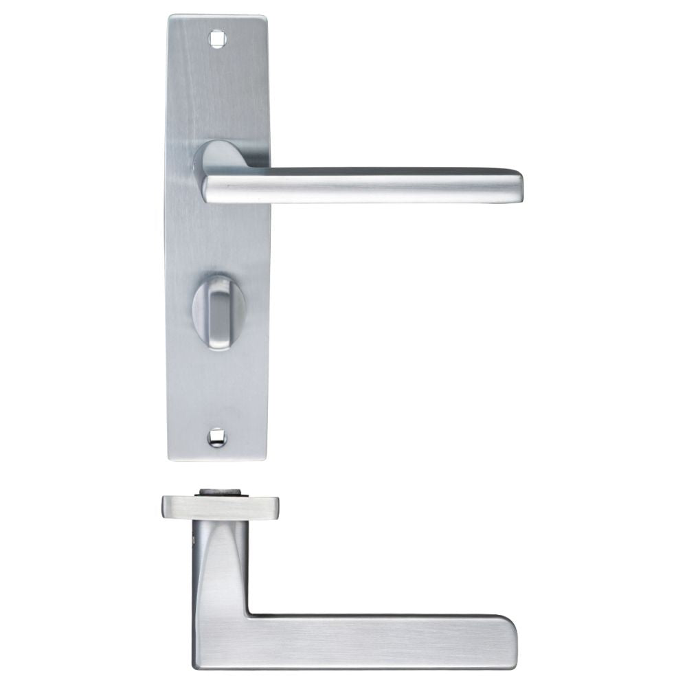 High quality image of the STANZA - Venice Lever Bathroom (57mm c/c) On Backplate - 180x43mm - Satin Chrome | Sku. zpz073sc | available to order from Trade Door Handles.