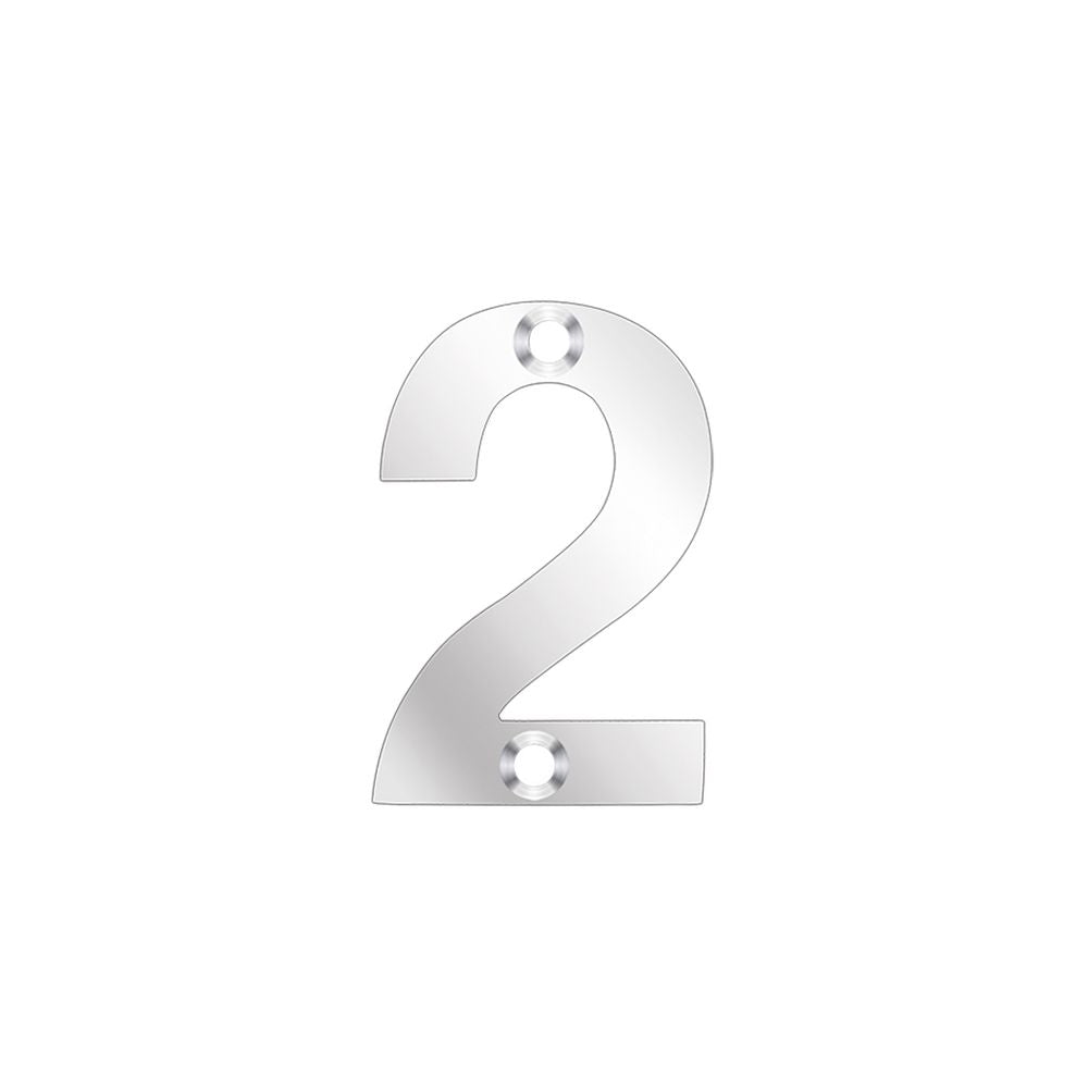 High quality image of the Zoo Hardware - Numerals - No 2 - 50mm - Polished Stainless Steel | Sku. zsn02ps | available to order from Trade Door Handles.
