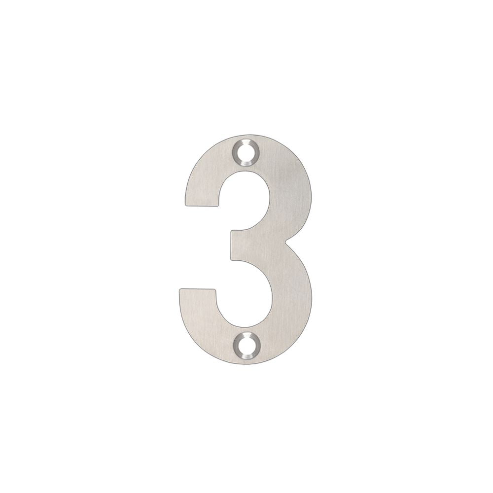 High quality image of the Zoo Hardware - Numerals - No 3 - 50mm - Stain Stainless Steel | Sku. zsn03ss | available to order from Trade Door Handles.