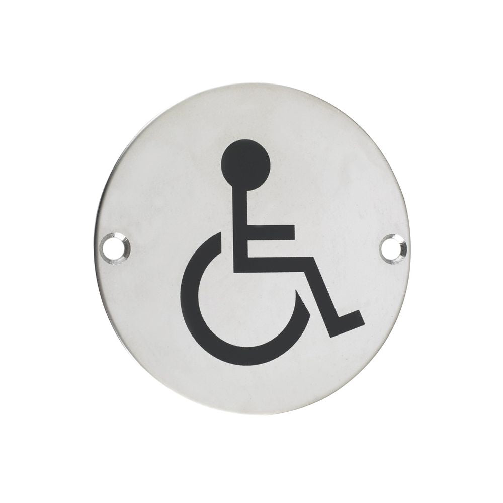 High quality image of the Zoo Hardware - Sex Symbol - Disabled - 76mm dia - Polished Stainless Steel | Sku. zss07ps | available to order from Trade Door Handles.
