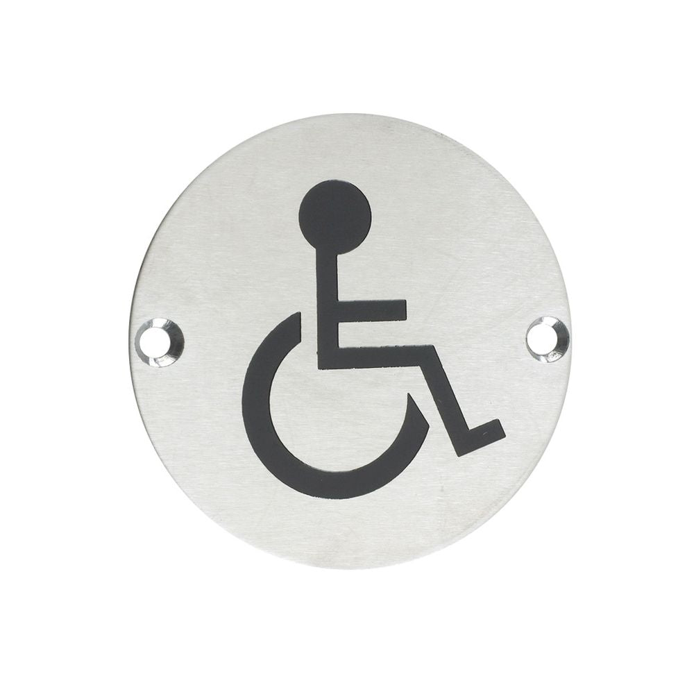High quality image of the Zoo Hardware - Sex Symbol - Disabled - 76mm dia - Stain Stainless Steel | Sku. zss07ss | available to order from Trade Door Handles.