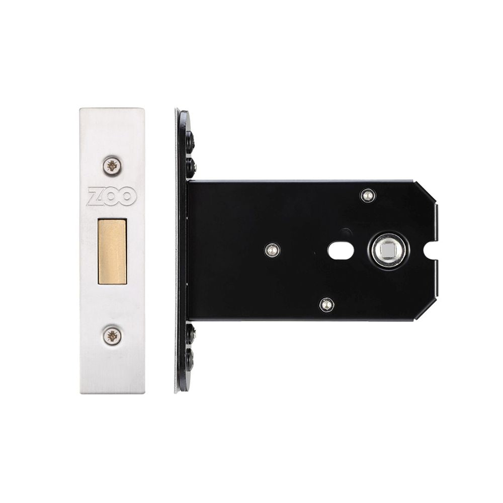 High quality image of the Zoo Hardware - Flat Dead lock - 102mm C/W Forend and Strike - Stain Stainless Steel | Sku. zukfd102ss | available to order from Trade Door Handles.