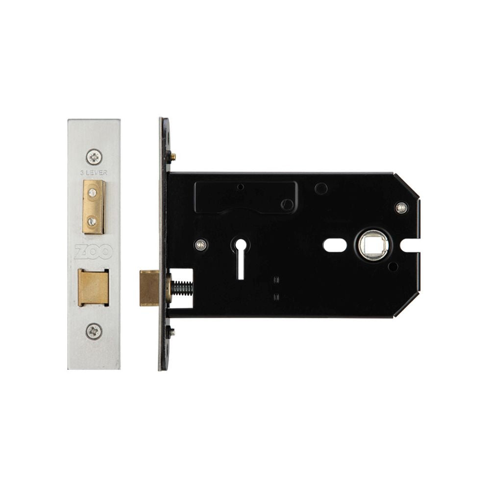 High quality image of the Zoo Hardware - 3 Lever Horizontal Lock - 127mm - Stain Stainless Steel | Sku. zukh3127ss | available to order from Trade Door Handles.
