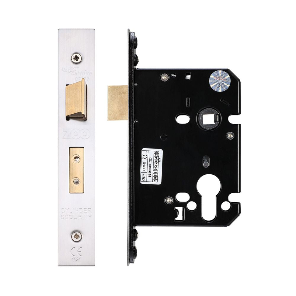 High quality image of the Zoo Hardware - Euro Profile Sash Lock - 76mm C/W Forend and Strike - Polished Stainless Steel | Sku. zuks76epss | available to order from Trade Door Handles.