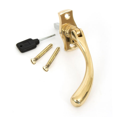 This is an image showing From The Anvil - Polished Brass Peardrop Espag - LH available from trade door handles, quick delivery and discounted prices