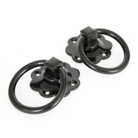 This is an image showing From The Anvil - Black Ring Turn Handle Set available from trade door handles, quick delivery and discounted prices