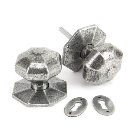 This is an image showing From The Anvil - Pewter Large Octagonal Mortice/Rim Knob Set available from trade door handles, quick delivery and discounted prices