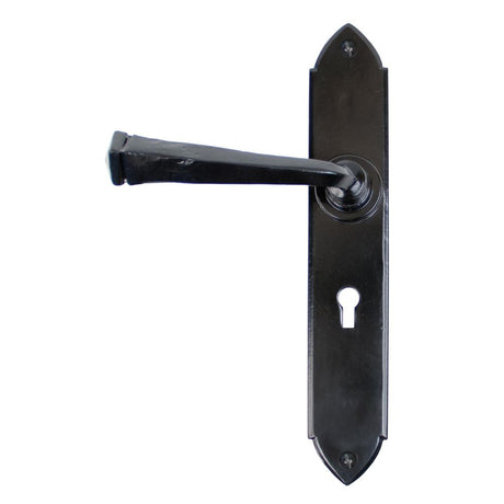 This is an image showing From The Anvil - Black Gothic Lever Lock Set available from trade door handles, quick delivery and discounted prices