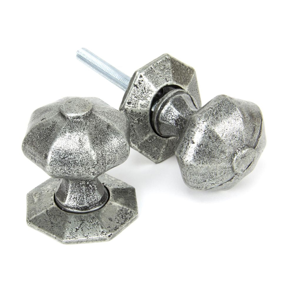 This is an image showing From The Anvil - Pewter Octagonal Mortice/Rim Knob Set available from trade door handles, quick delivery and discounted prices