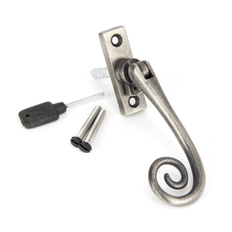 This is an image showing From The Anvil - Antique Pewter Slim Monkeytail Espag - LH available from trade door handles, quick delivery and discounted prices