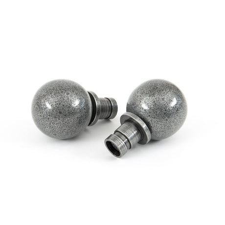 This is an image showing From The Anvil - Pewter Ball Curtain Finial (pair) available from trade door handles, quick delivery and discounted prices