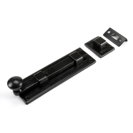 This is an image showing From The Anvil - Black 6" Straight Knob Bolt available from trade door handles, quick delivery and discounted prices