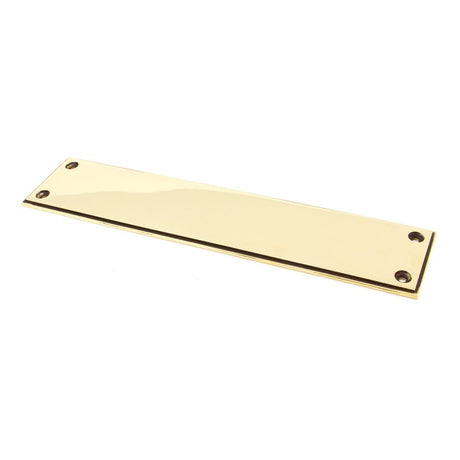 This is an image showing From The Anvil - Aged Brass 300mm Art Deco Fingerplate available from trade door handles, quick delivery and discounted prices