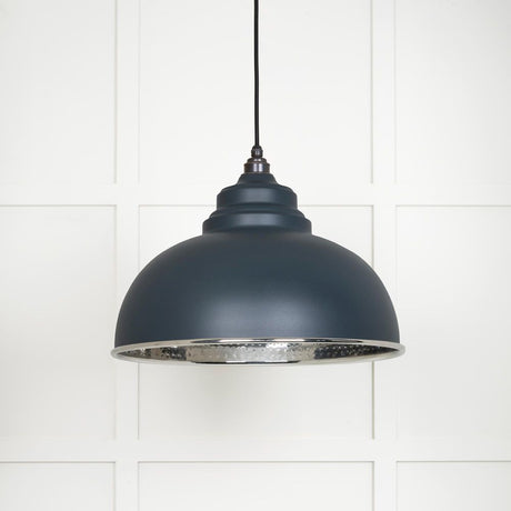 This is an image showing From The Anvil - Hammered Nickel Harborne Pendant in Soot available from trade door handles, quick delivery and discounted prices