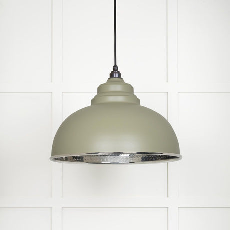 This is an image showing From The Anvil - Hammered Nickel Harborne Pendant in Tump available from trade door handles, quick delivery and discounted prices