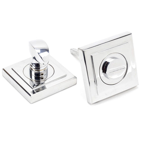 This is an image showing From The Anvil - Polished Chrome Round Thumbturn Set (Square) available from trade door handles, quick delivery and discounted prices