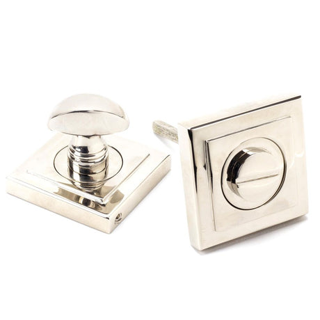 This is an image showing From The Anvil - Polished Nickel Round Thumbturn Set (Square) available from trade door handles, quick delivery and discounted prices