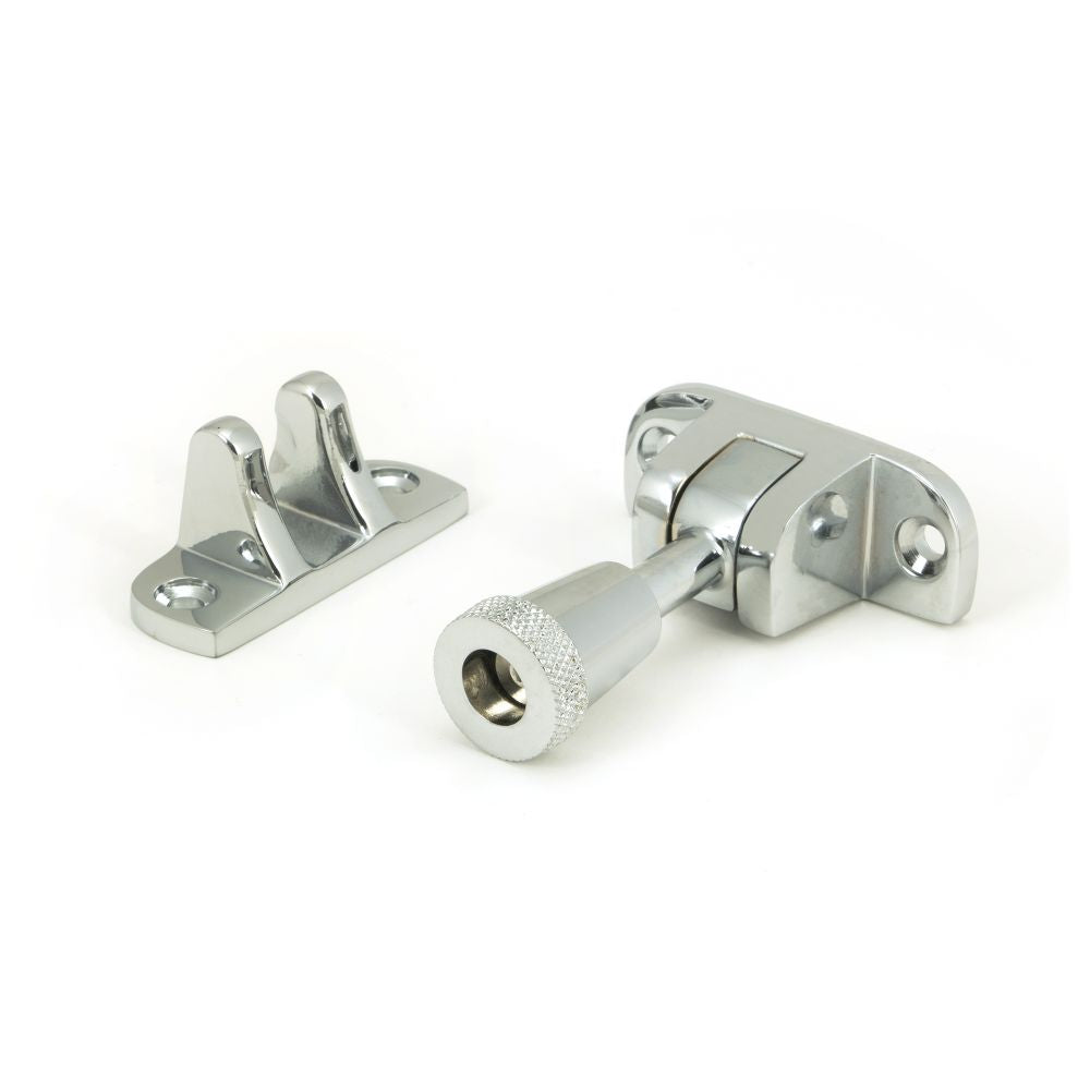 This is an image showing From The Anvil - Polished Chrome Brompton Brighton Fastener (Radiused) available from trade door handles, quick delivery and discounted prices