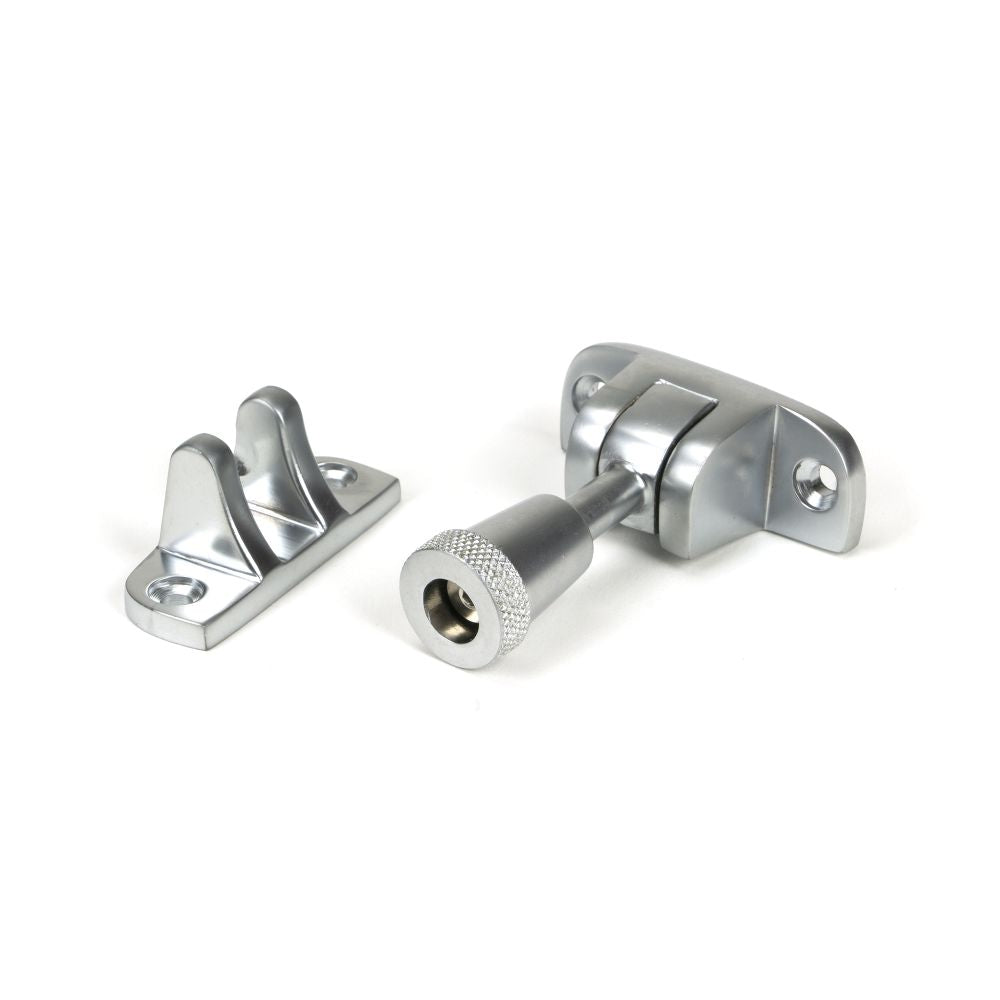This is an image showing From The Anvil - Satin Chrome Brompton Brighton Fastener (Radiused) available from trade door handles, quick delivery and discounted prices