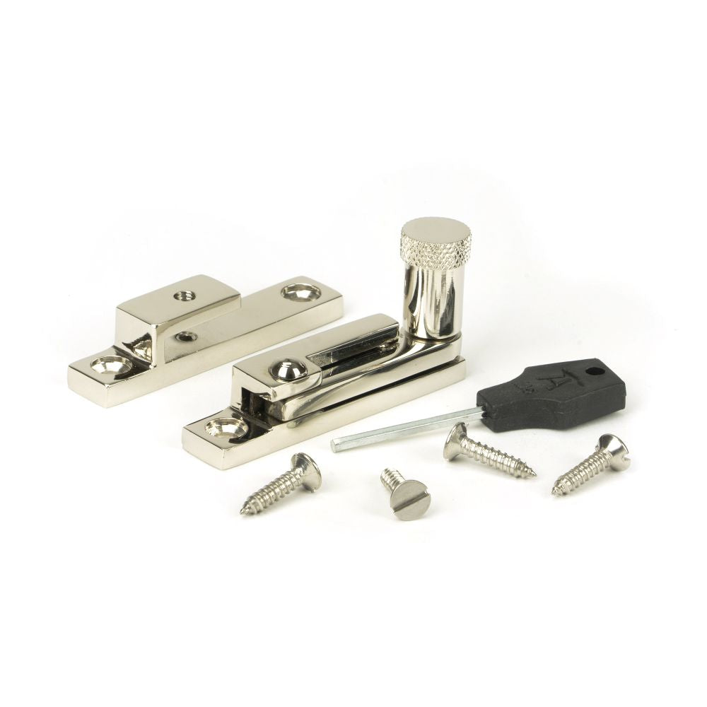 This is an image showing From The Anvil - Polished Nickel Brompton Quadrant Fastener - Narrow available from trade door handles, quick delivery and discounted prices