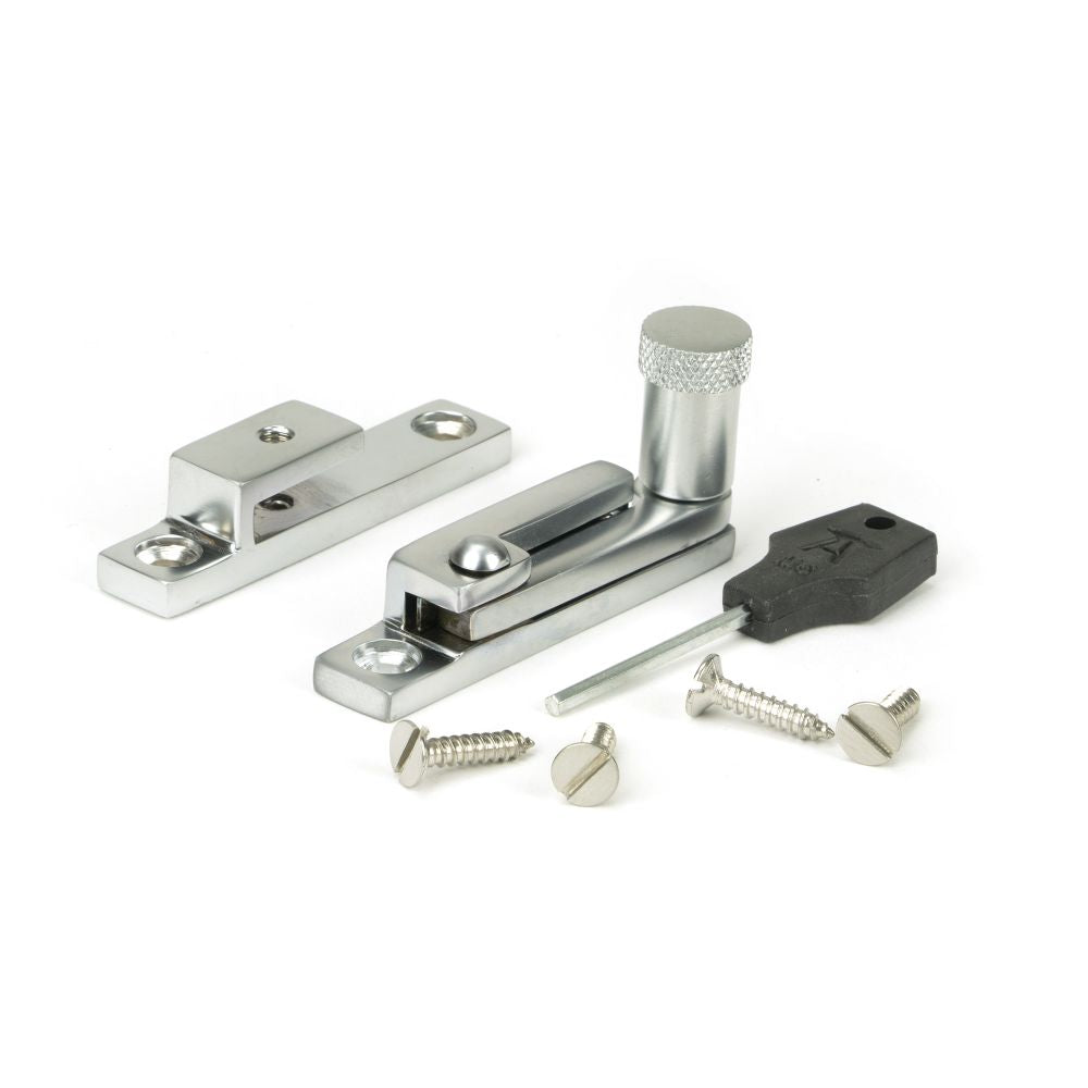 This is an image showing From The Anvil - Satin Chrome Brompton Quadrant Fastener - Narrow available from trade door handles, quick delivery and discounted prices