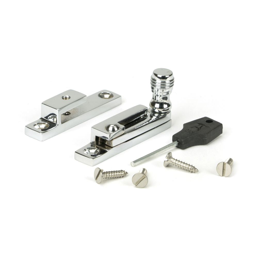 This is an image showing From The Anvil - Polished Chrome Prestbury Quadrant Fastener - Narrow available from trade door handles, quick delivery and discounted prices