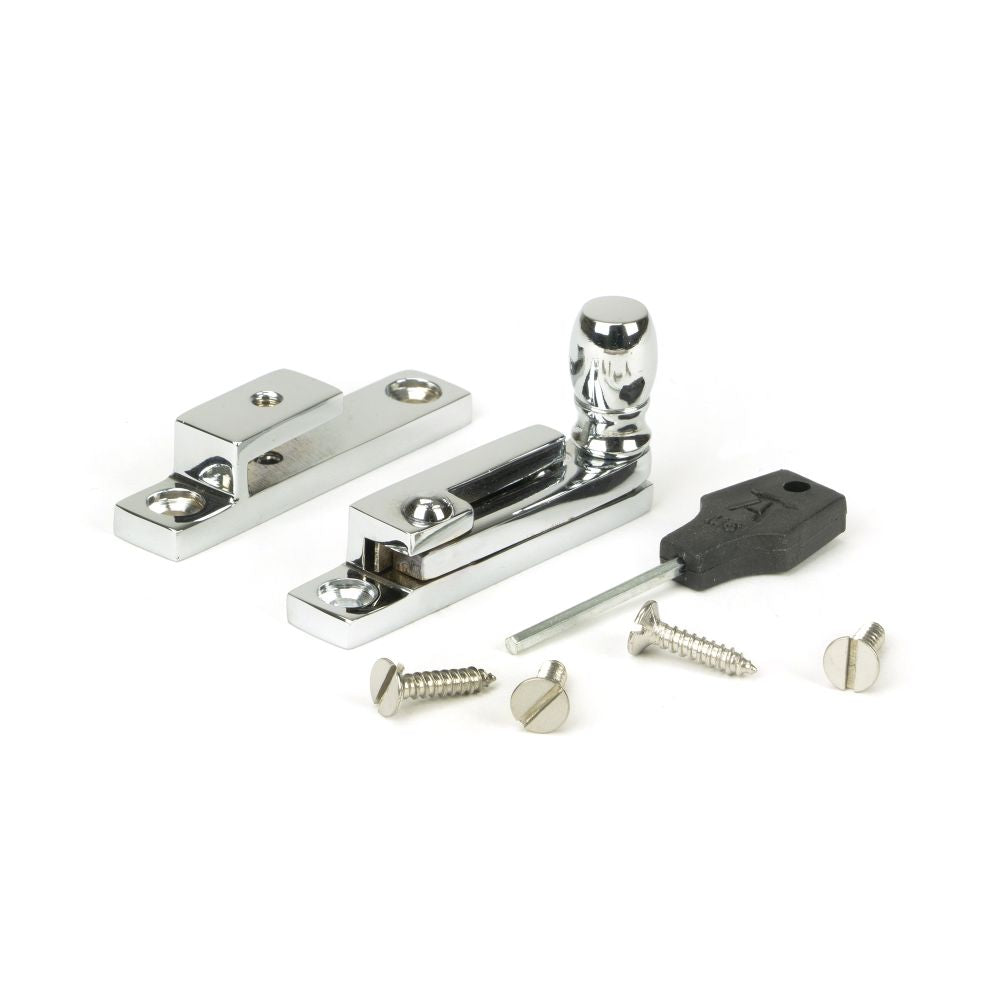 This is an image showing From The Anvil - Polished Chrome Mushroom Quadrant Fastener - Narrow available from trade door handles, quick delivery and discounted prices