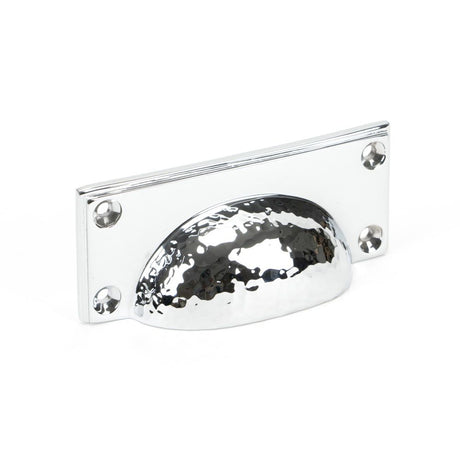 This is an image showing From The Anvil - Polished Chrome Hammered Art Deco Drawer Pull available from trade door handles, quick delivery and discounted prices