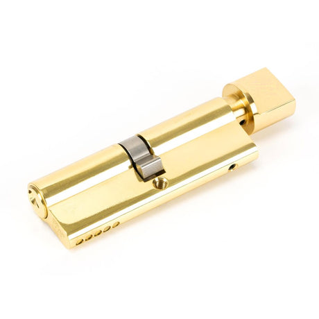 This is an image showing From The Anvil - Lacquered Brass 45/45 5pin Euro Cylinder/Thumbturn available from trade door handles, quick delivery and discounted prices
