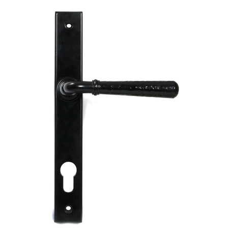 This is an image showing From The Anvil - Black Hammered Newbury Slimline Espag. Lock Set available from trade door handles, quick delivery and discounted prices