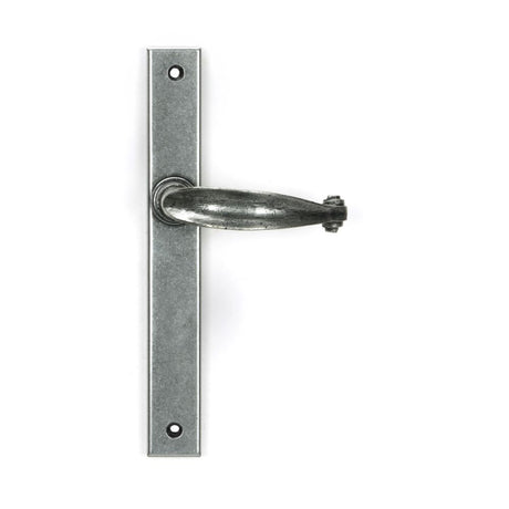This is an image showing From The Anvil - Pewter Cottage Slimline Lever Espag. Latch Set available from trade door handles, quick delivery and discounted prices