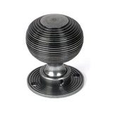 This is an image showing From The Anvil - Pewter Heavy Beehive Mortice/Rim Knob Set available from trade door handles, quick delivery and discounted prices