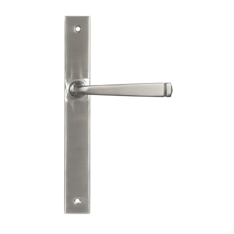 This is an image showing From The Anvil - Satin Marine SS (316) Avon Slimline Lever Espag. Latch Set available from trade door handles, quick delivery and discounted prices