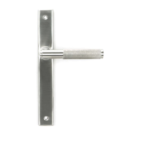 This is an image showing From The Anvil - Satin Marine SS (316) Brompton Slimline Lever Espag. Latch Set available from trade door handles, quick delivery and discounted prices