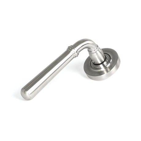 This is an image showing From The Anvil - Satin Marine SS (316) Newbury Lever on Rose Set (Plain) available from trade door handles, quick delivery and discounted prices