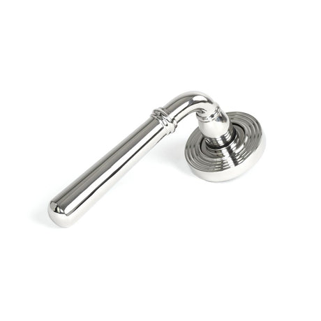 This is an image showing From The Anvil - Polished Marine SS (316) Newbury Lever on Rose Set (Beehive) - available from trade door handles, quick delivery and discounted prices