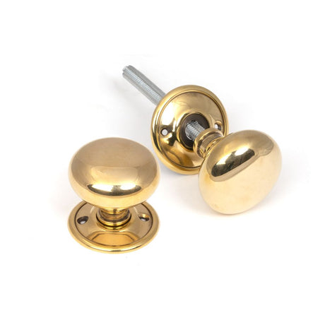 This is an image showing From The Anvil - Aged Brass Mushroom Mortice/Rim Knob Set available from trade door handles, quick delivery and discounted prices