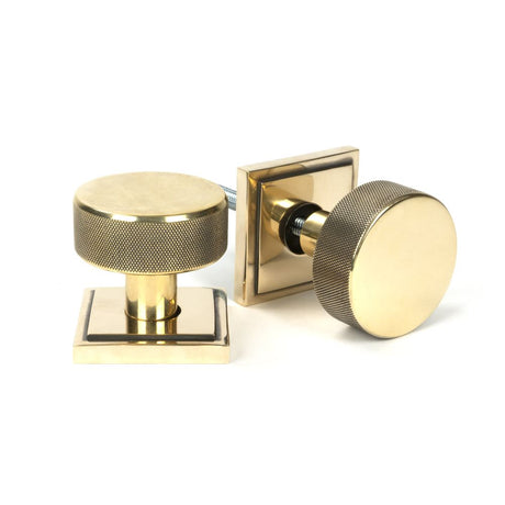 This is an image showing From The Anvil - Aged Brass Brompton Mortice/Rim Knob Set (Square) available from trade door handles, quick delivery and discounted prices