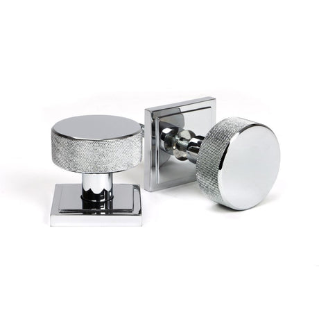 This is an image showing From The Anvil - Polished Chrome Brompton Mortice/Rim Knob Set (Square) available from trade door handles, quick delivery and discounted prices