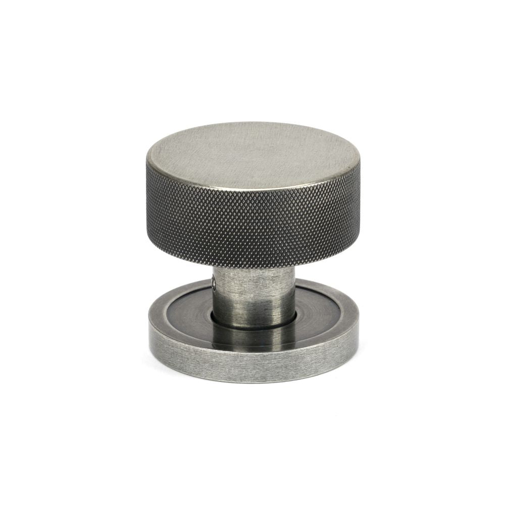 This is an image showing From The Anvil - Pewter Brompton Mortice/Rim Knob Set (Plain) available from trade door handles, quick delivery and discounted prices