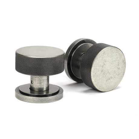 This is an image showing From The Anvil - Pewter Brompton Mortice/Rim Knob Set (Art Deco) available from trade door handles, quick delivery and discounted prices