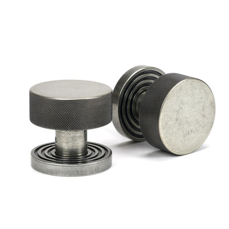 This is an image showing From The Anvil - Pewter Brompton Mortice/Rim Knob Set (Beehive) available from trade door handles, quick delivery and discounted prices