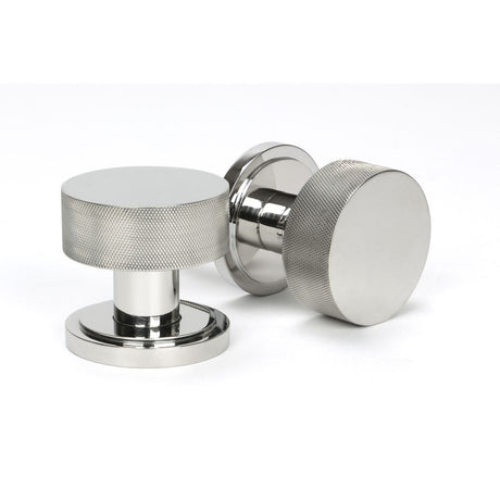This is an image showing From The Anvil - Pol. Marine SS (316) Brompton Mortice/Rim Knob Set (Art Deco) available from trade door handles, quick delivery and discounted prices