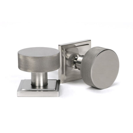 This is an image showing From The Anvil - Satin Marine SS (316) Brompton Mortice/Rim Knob Set (Square) available from trade door handles, quick delivery and discounted prices