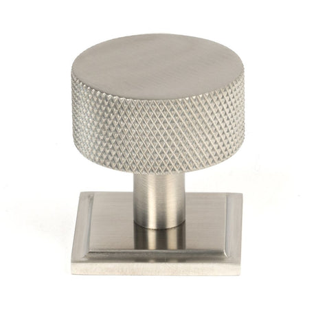 This is an image showing From The Anvil - Satin SS (304) Brompton Cabinet Knob - 32mm (Square) available from trade door handles, quick delivery and discounted prices