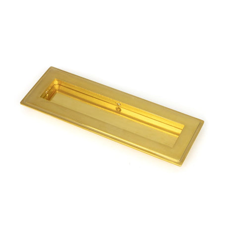 This is an image showing From The Anvil - Polished Brass 175mm Art Deco Rectangular Pull available from trade door handles, quick delivery and discounted prices