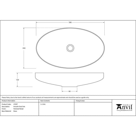 This is an image showing From The Anvil - Smooth Nickel Oval Sink available from trade door handles, quick delivery and discounted prices