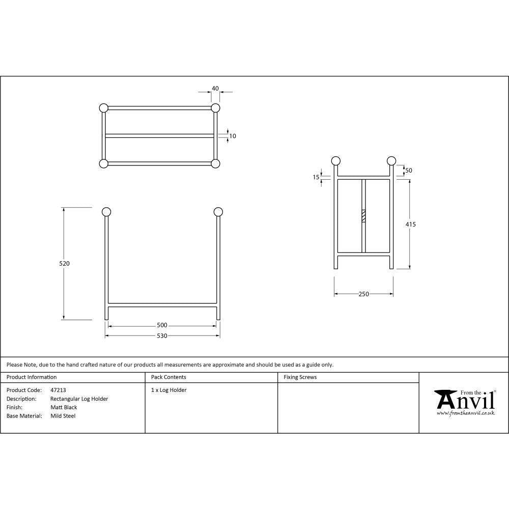 This is an image showing From The Anvil - Matt Black Rectangular Log Holder available from trade door handles, quick delivery and discounted prices